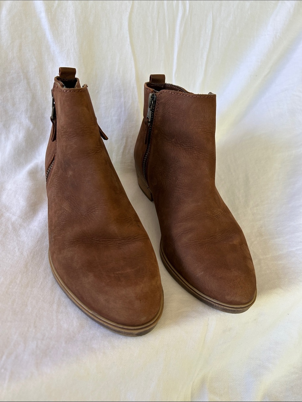 Lauren Ralph Lauren Women's Brown Leather Ankle Booties with Side Zip